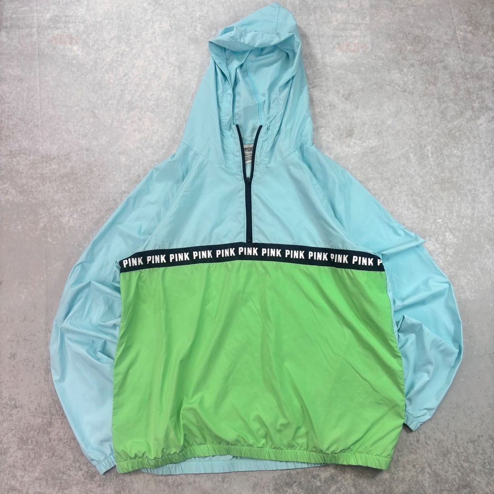 Victoria's Secret PINK Windbreaker Women's XS/S Colorblock Pullover Y2K